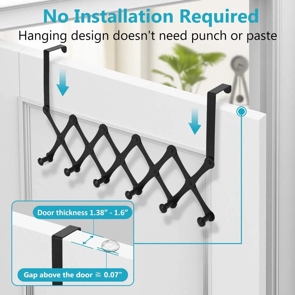 4/5/6 Hook Expandable Door Over the Hook Behind Back Door Hanger Hanging Rack Clothes Storage Organiser Holder Organizer