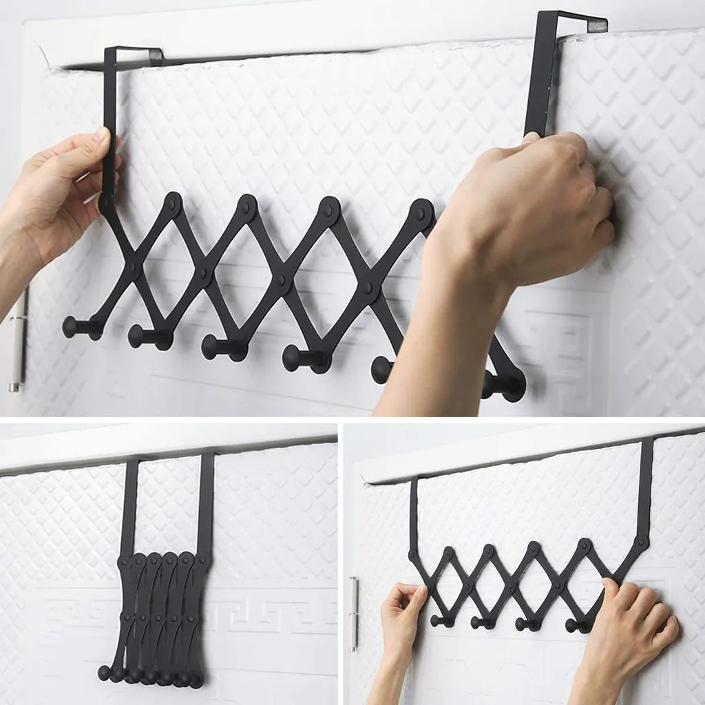 4/5/6 Hook Expandable Door Over the Hook Behind Back Door Hanger Hanging Rack Clothes Storage Organiser Holder Organizer
