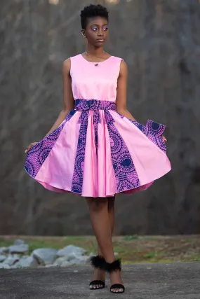 Ada African Print Midi Dress (Pink)