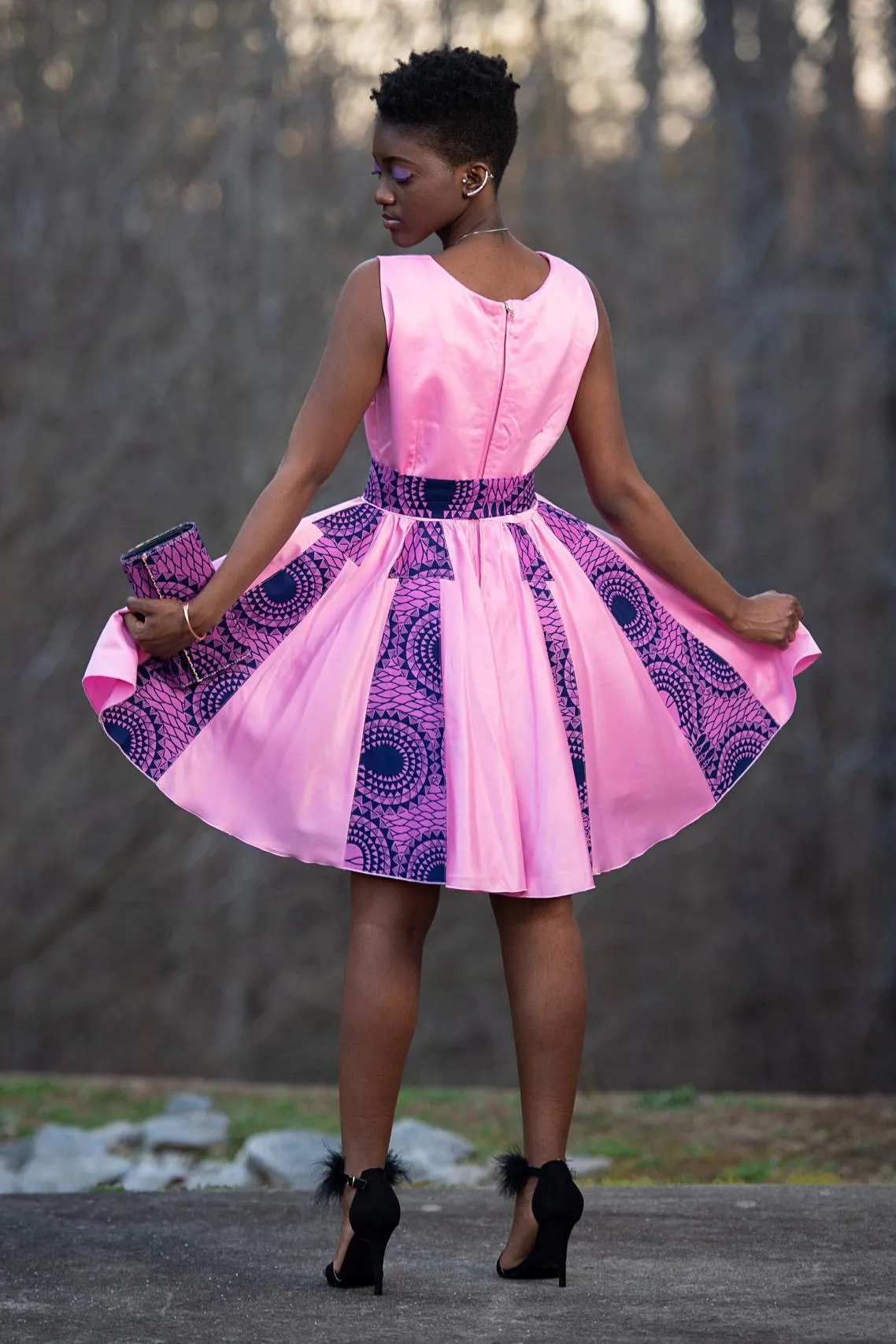 Ada African Print Midi Dress (Pink)