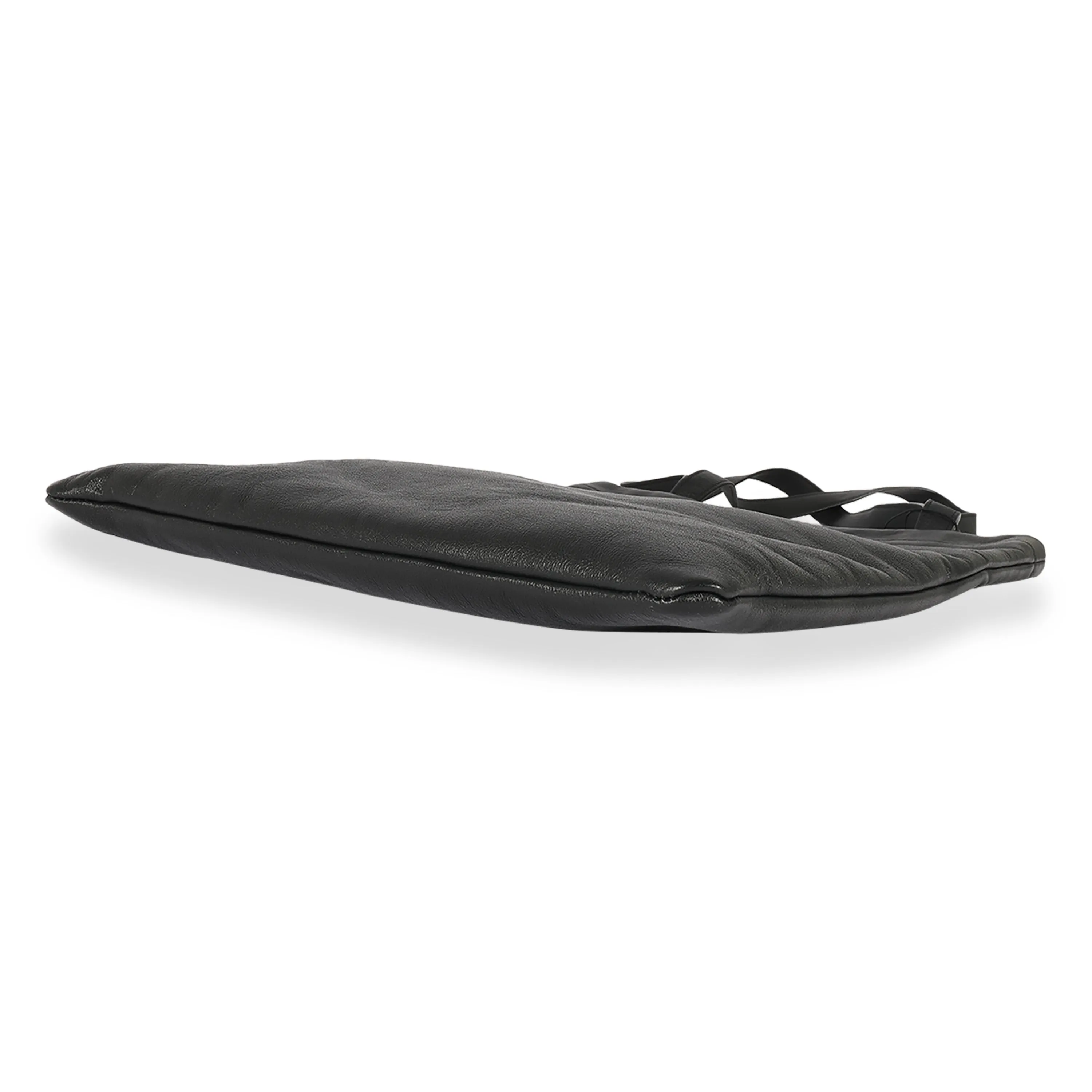 Black Calfskin Flat Shopping Tote
