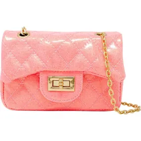 Classic Quilted Sparkle Mini Purse - Bubblegum