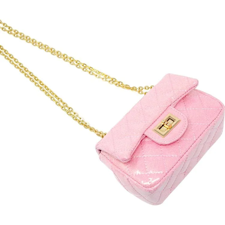 Classic Quilted Sparkle Mini Purse - Pink Lemonade