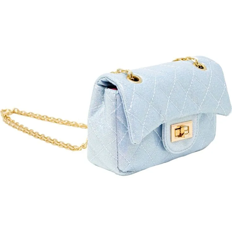 Classic Quilted Sparkle Mini Purse - Sky Blue