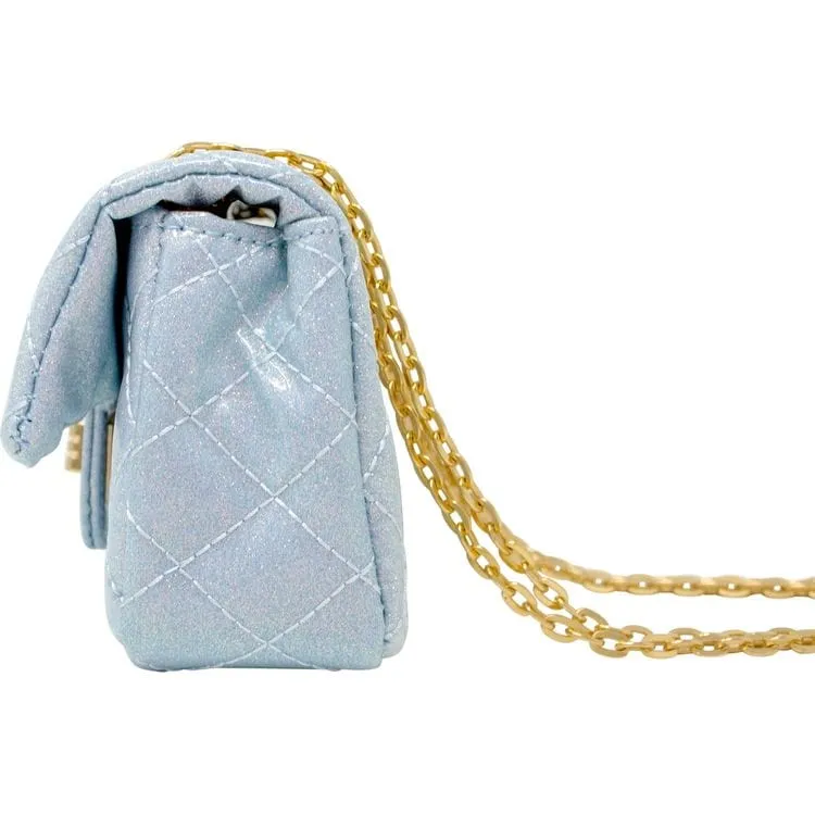 Classic Quilted Sparkle Mini Purse - Sky Blue