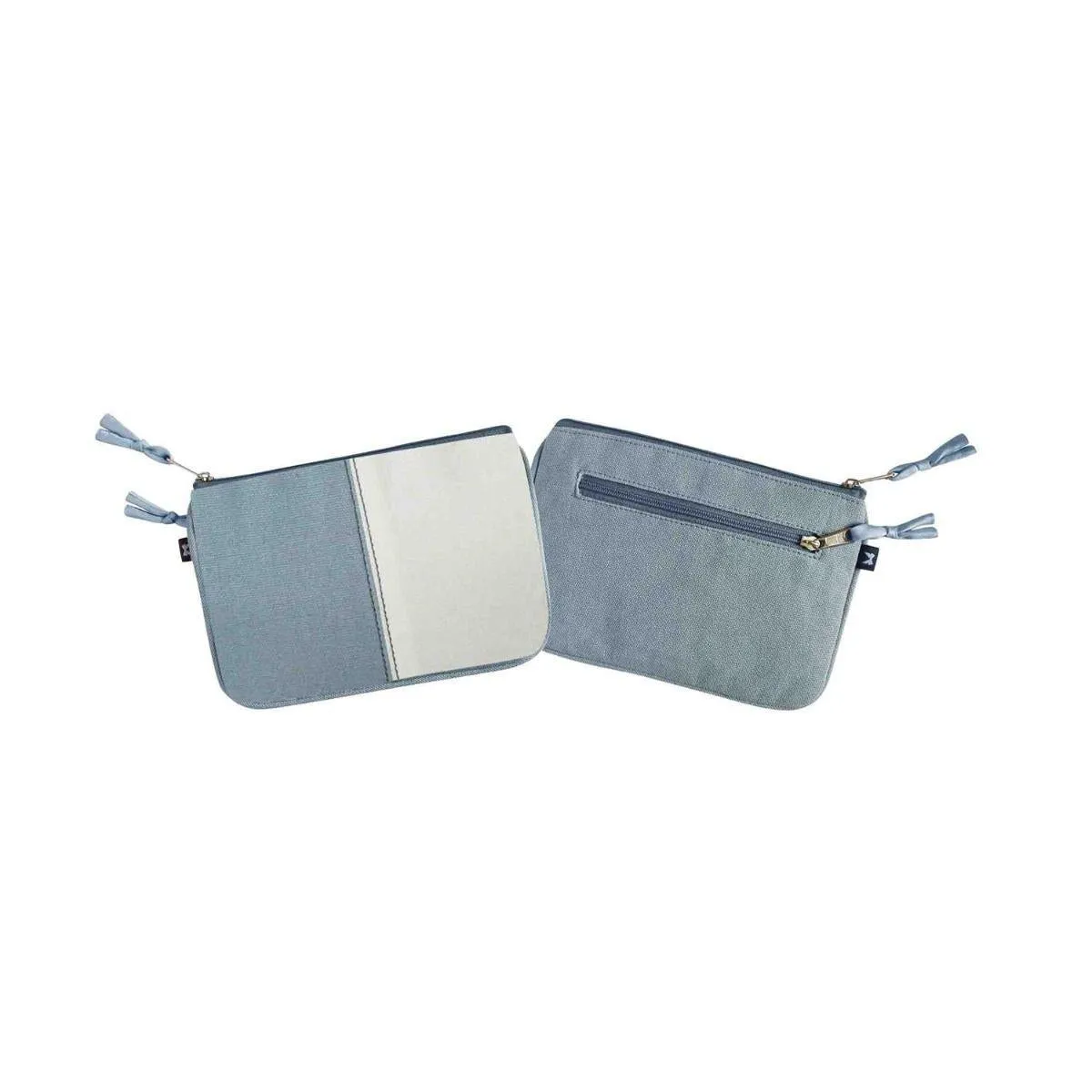 Earth Squared - Provence Canvas Juliet Purse - Soft Blue & White - 17x12cms