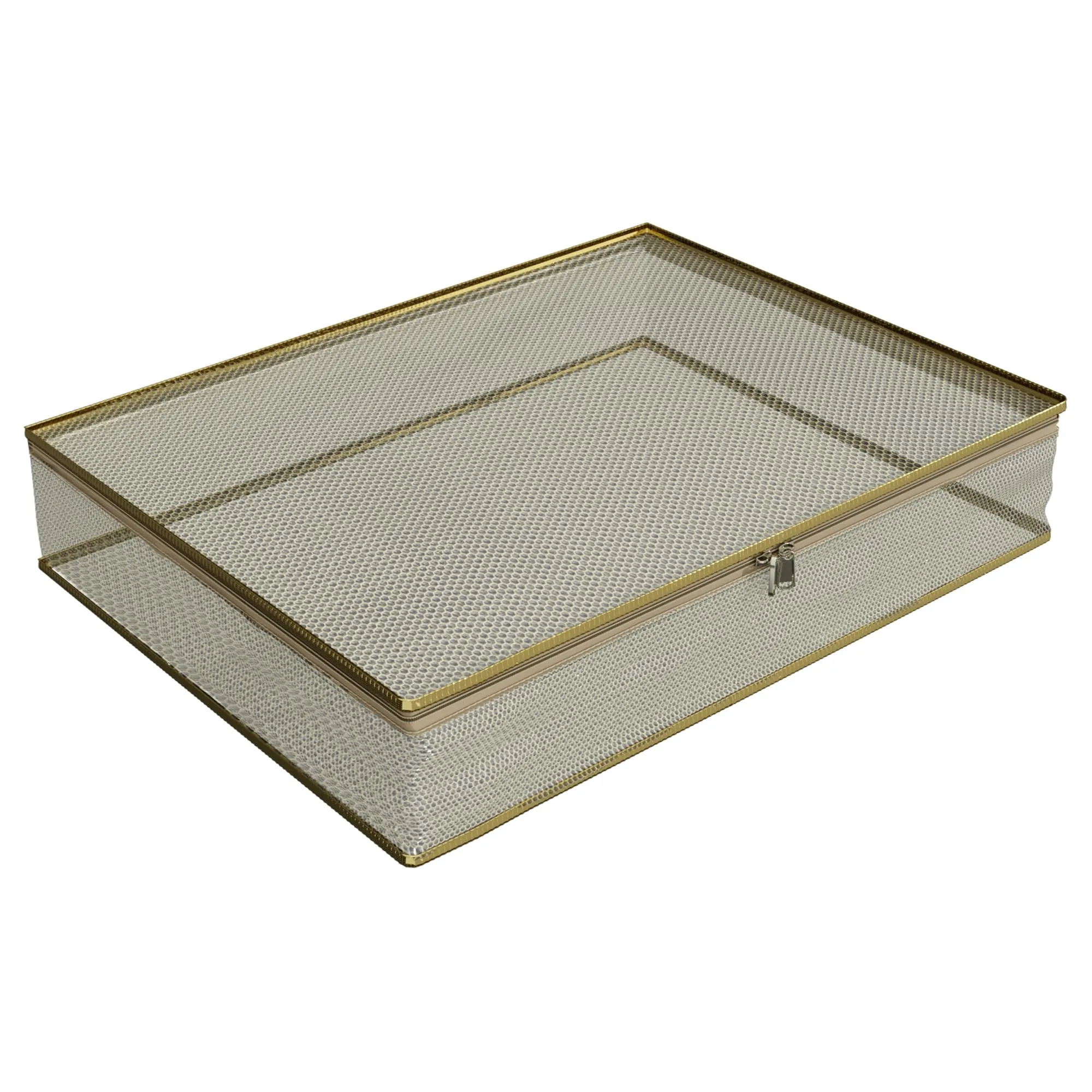 Kuber Industries Saree Cover | Clothes Storage Bag | Suit Packing Cover | Cloth Stoarge Organizer | Wardrobe Cloth Storage Organiser with Zip | Mesh Transparent | 3 Inch | Pack of 6 | Gold
