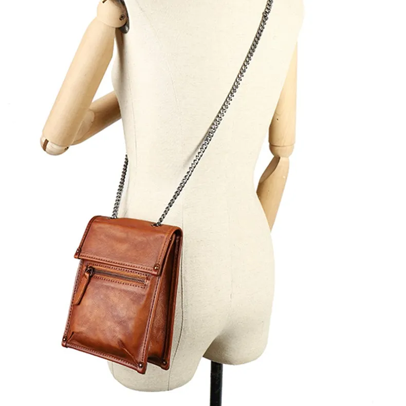 Ladies Black Crossbody Bag With Chain Leather Shoulder Bag For Women