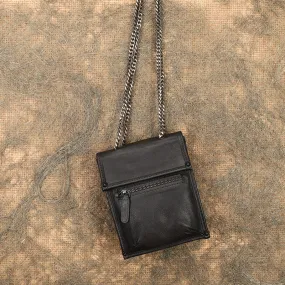 Ladies Black Crossbody Bag With Chain Leather Shoulder Bag For Women
