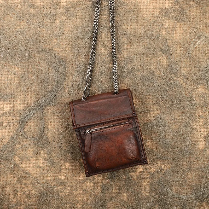 Ladies Black Crossbody Bag With Chain Leather Shoulder Bag For Women