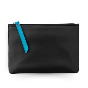 Large Size Leather Zip Pouch - Black