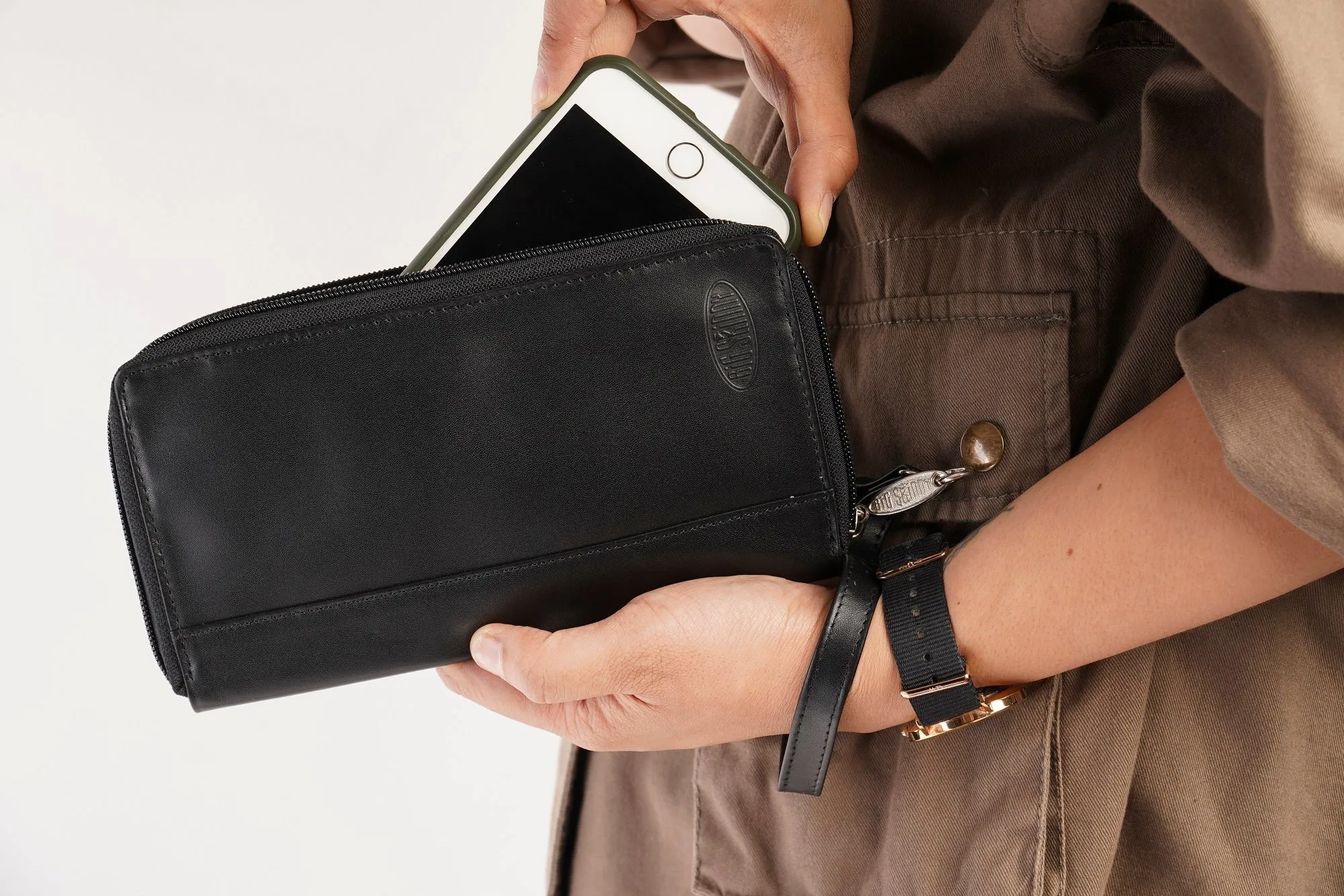 Leather Panther Clutch Black