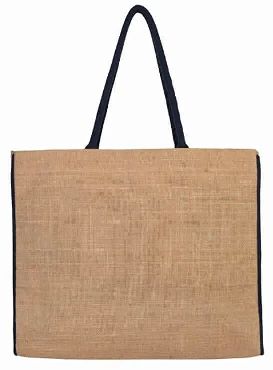 Mona B - Reusable Jute Shopping Bag With Stylish Design for Men and Women (Bon Voyage)
