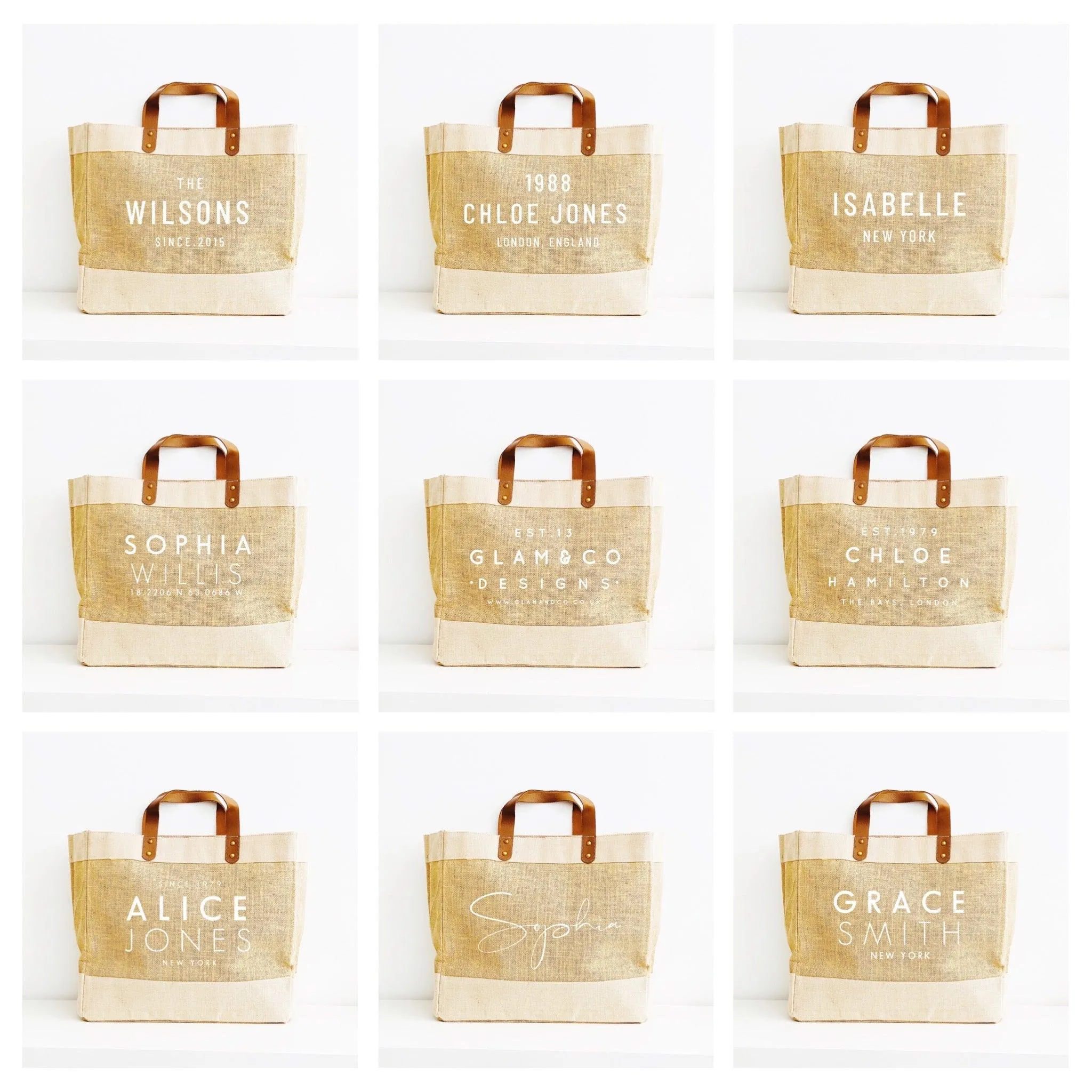 Personalised Jute Tote Shopping Bag
