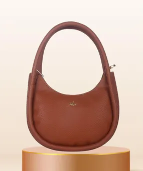Tan Synthetic Leather Baguette Bag For Women