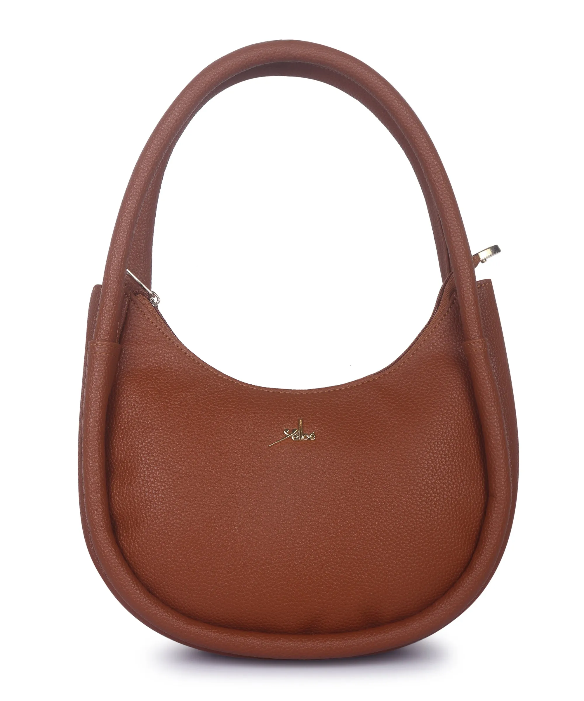 Tan Synthetic Leather Baguette Bag For Women