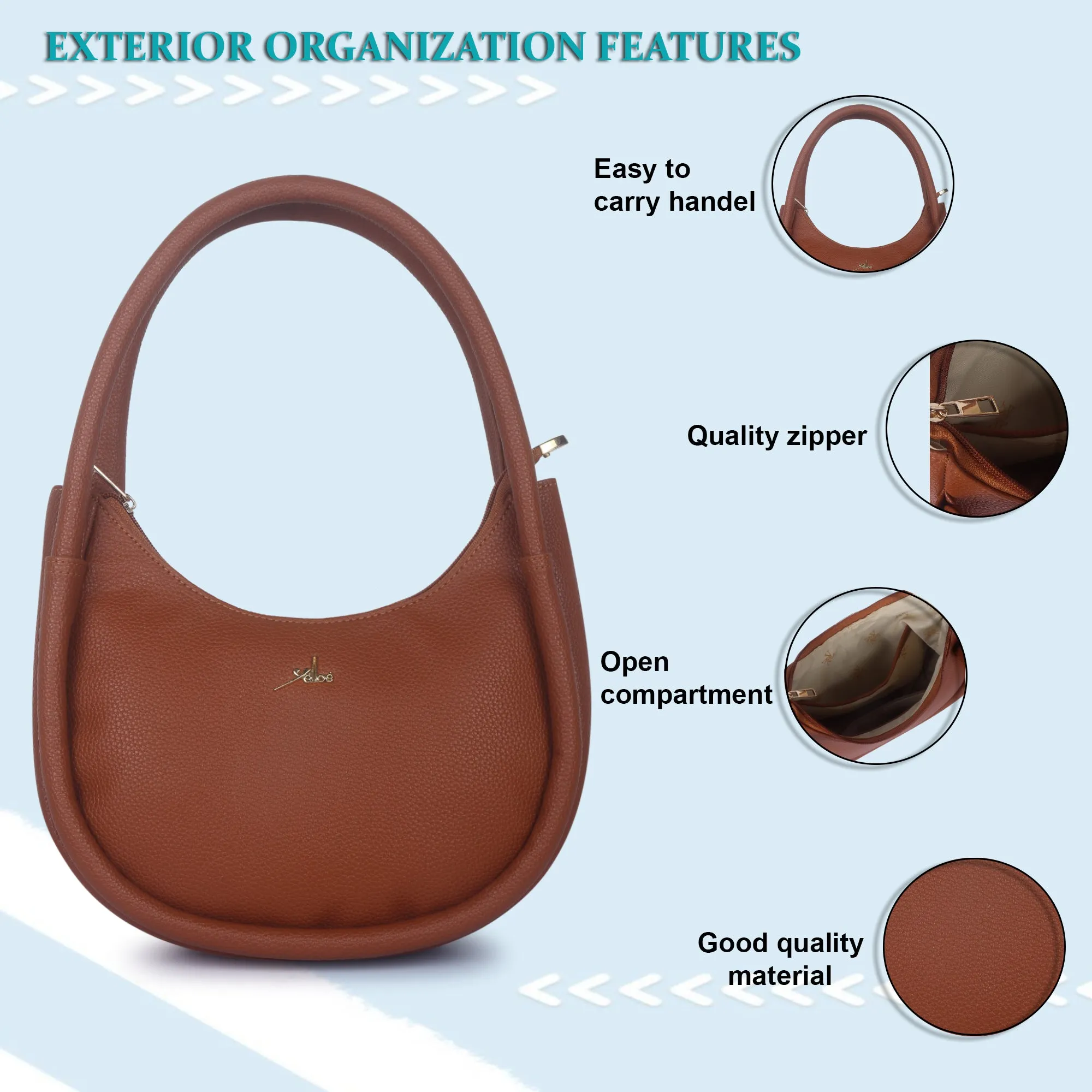 Tan Synthetic Leather Baguette Bag For Women