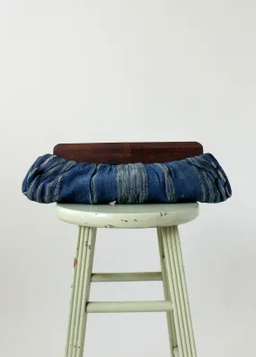 Vintage 1940s Blue Fabric Clutch with Wood Frame