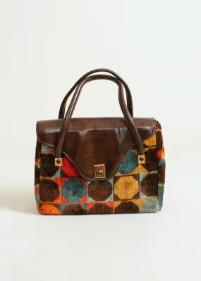 Vintage 1960s MOD Color Circles Carpet Purse