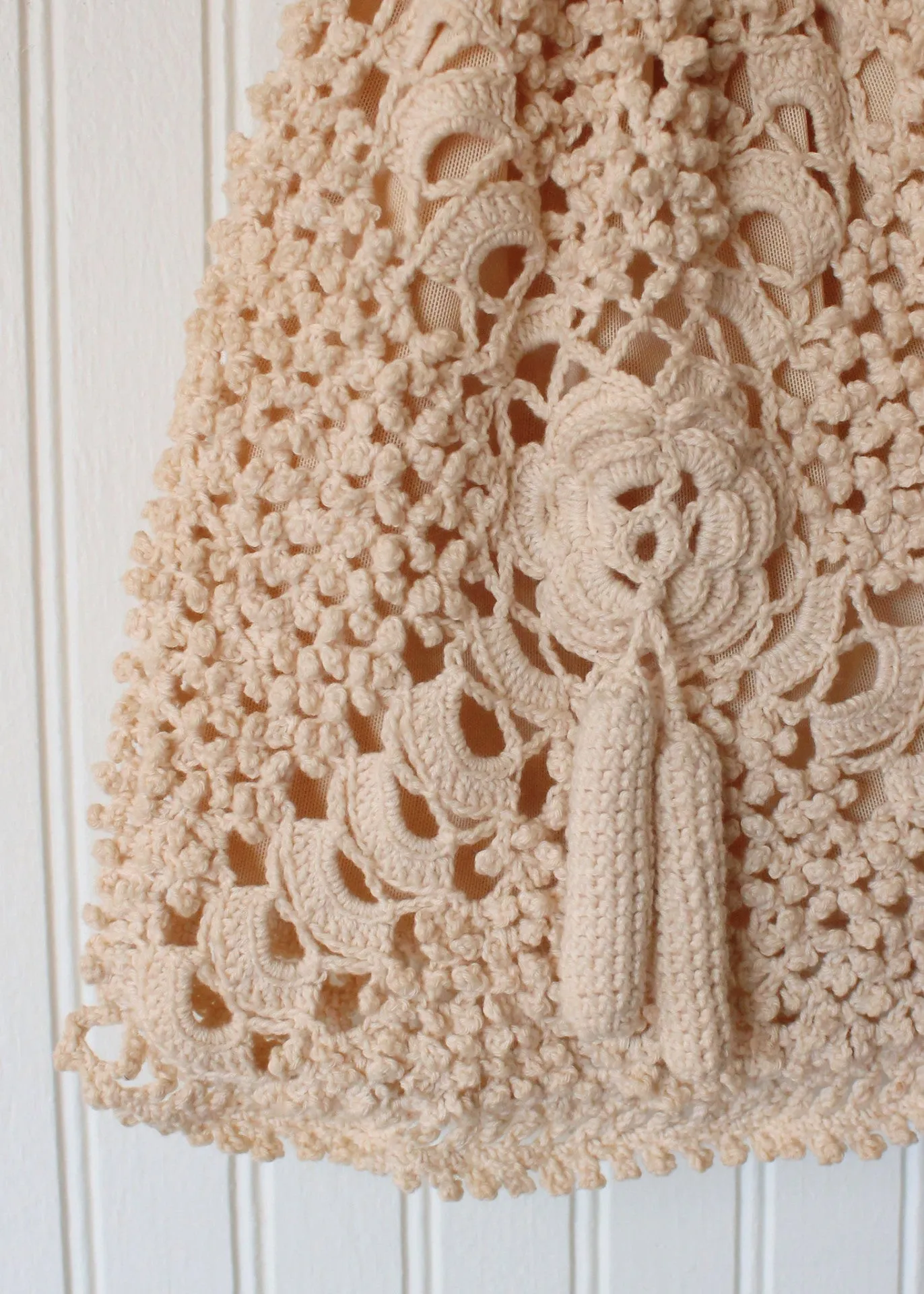 Vintage 1970s Edwardian Style Crochet Bag Purse