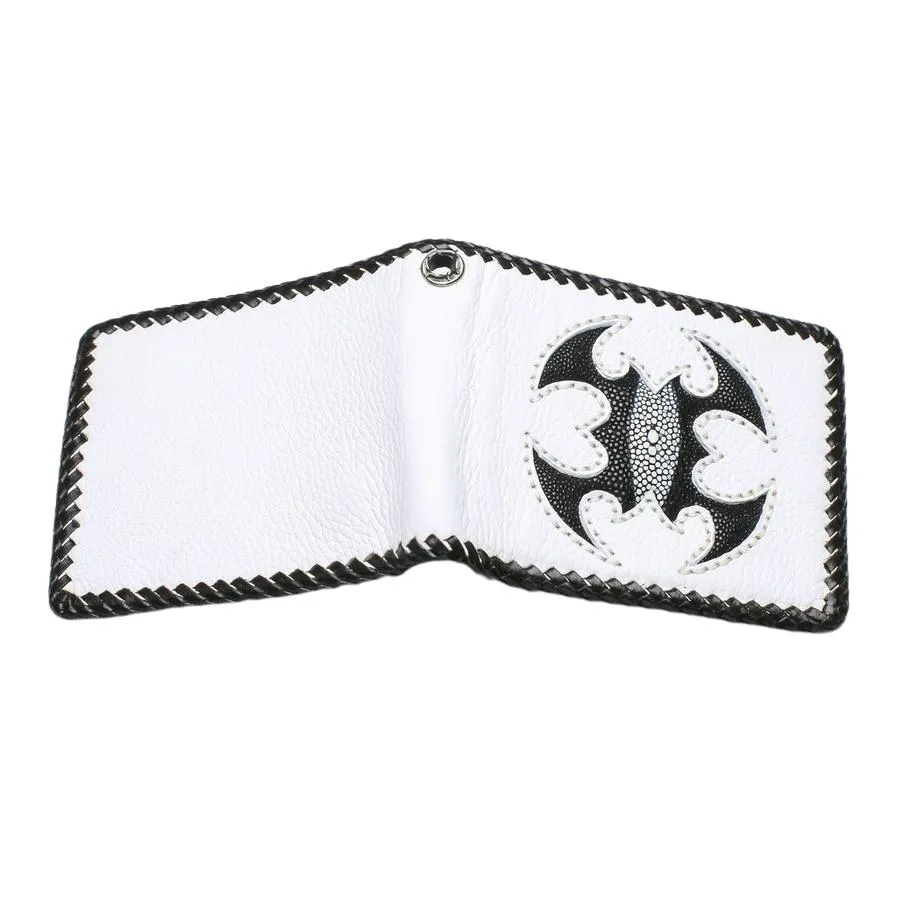 White Leather Scorpion Stingray Biker Wallets