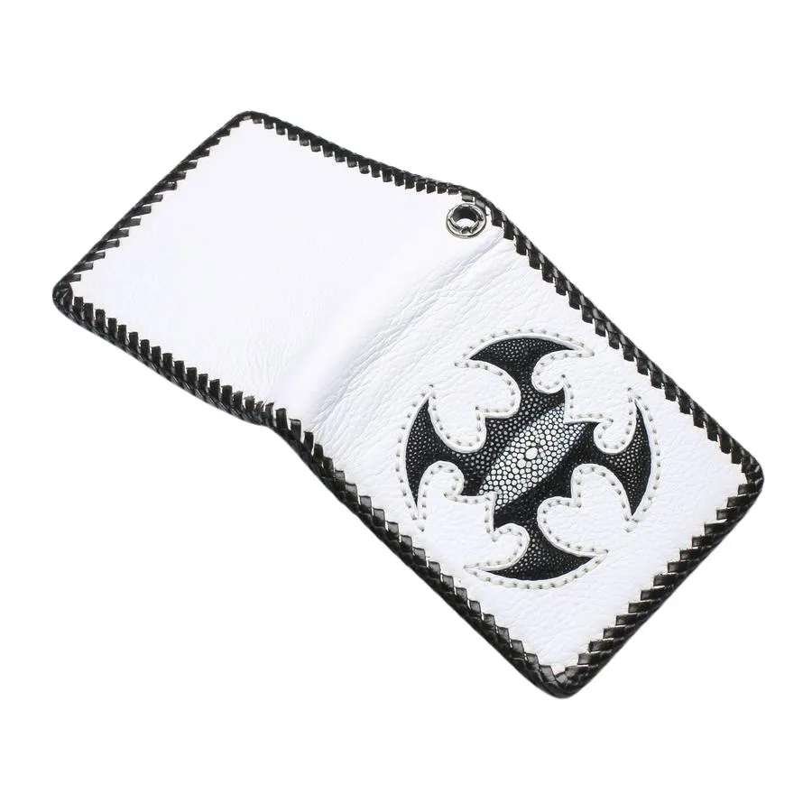White Leather Scorpion Stingray Biker Wallets