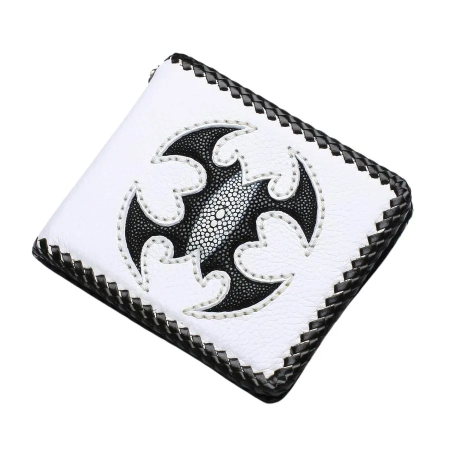 White Leather Scorpion Stingray Biker Wallets