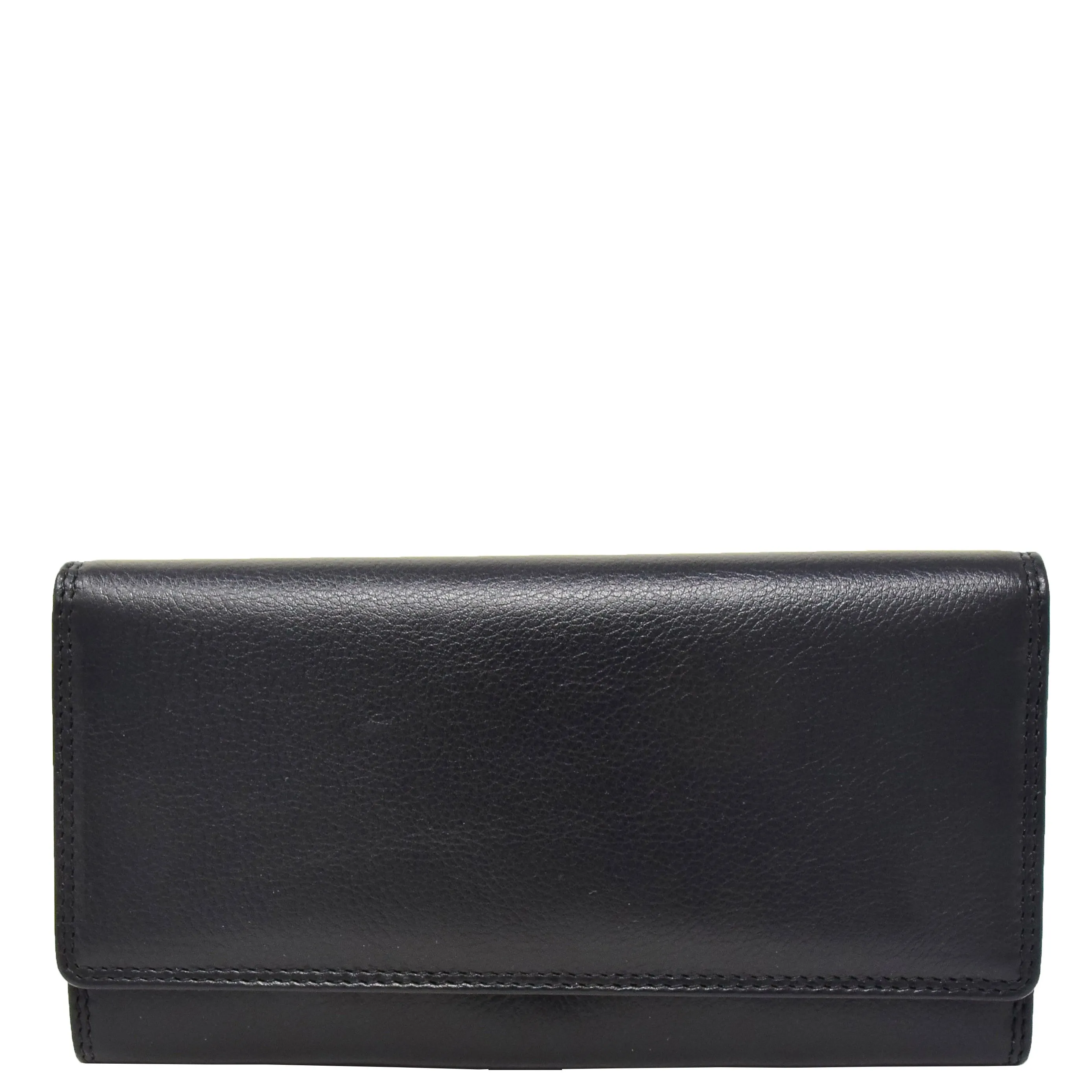Womens Soft Leather Clutch Purse Envelope Style Wallet AVT3 Black
